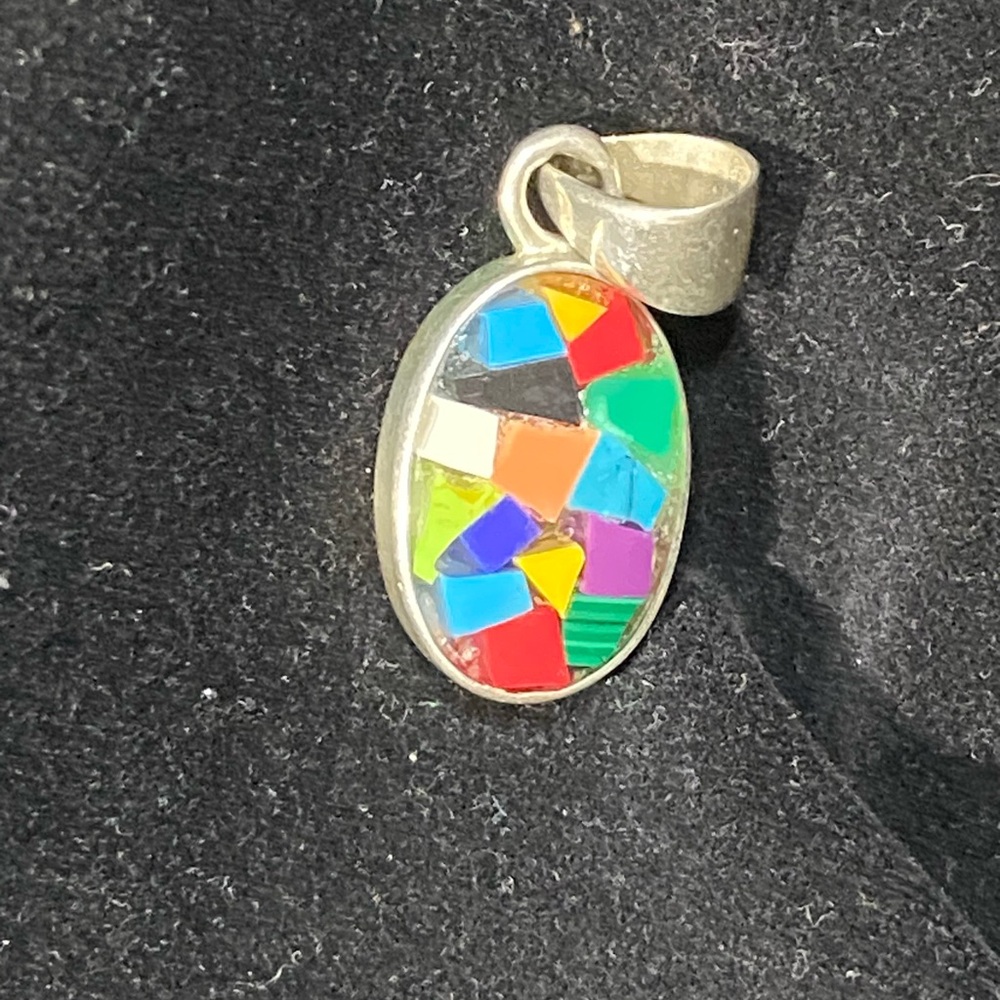 Colorful Sterling Silver 925 Mosaic Pendant